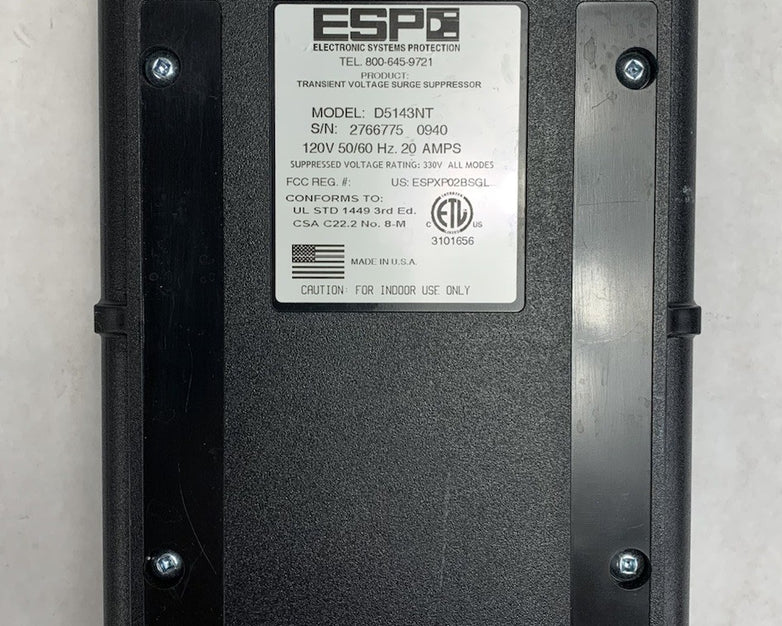 ESP D5143NT 120V 50/60Hz 20A Transient Voltage Surge Suppressor