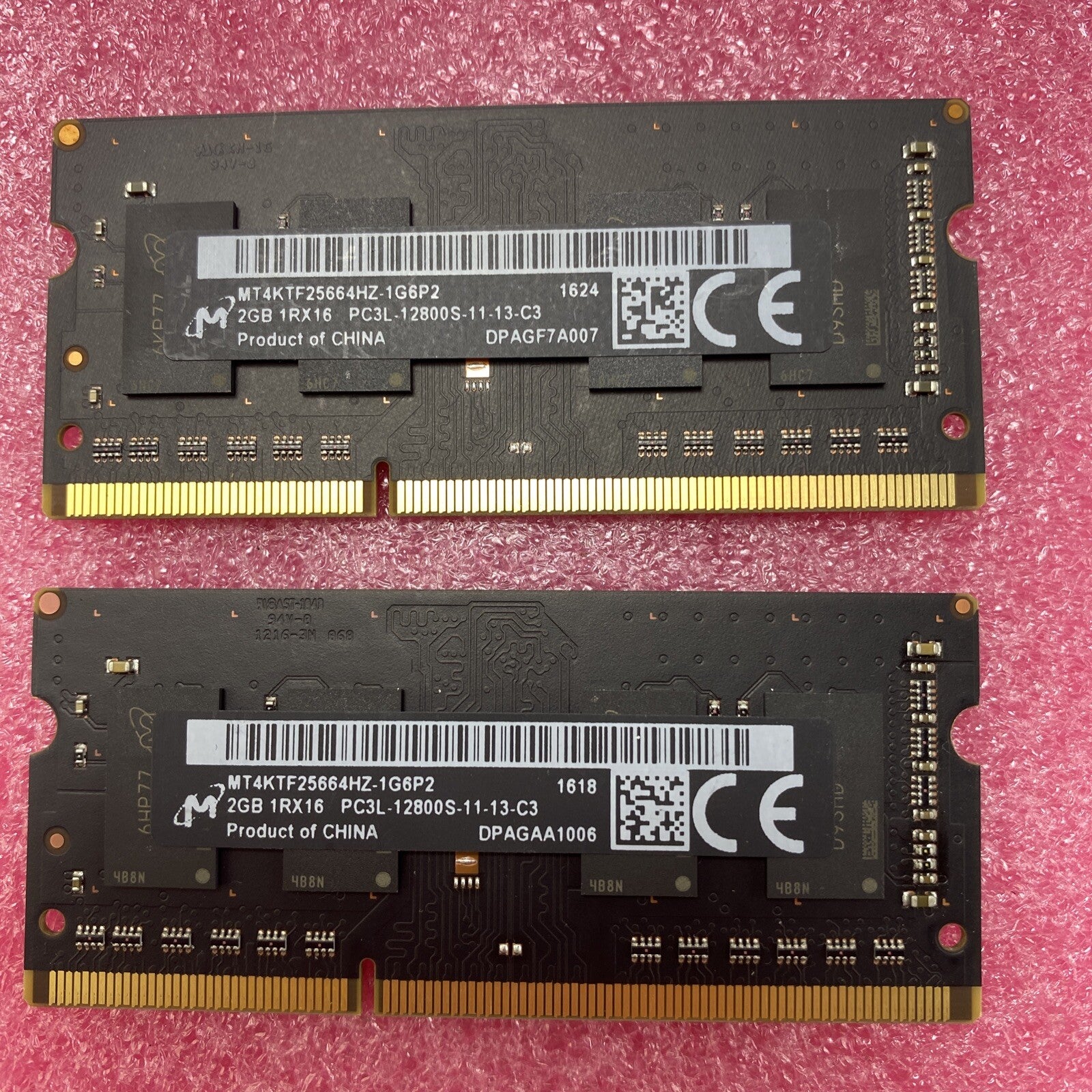 8x 2GB Micron 1RX16 memory PC3L-12800S-11-13-C3 MT4KTF25664HZ-1G6P2