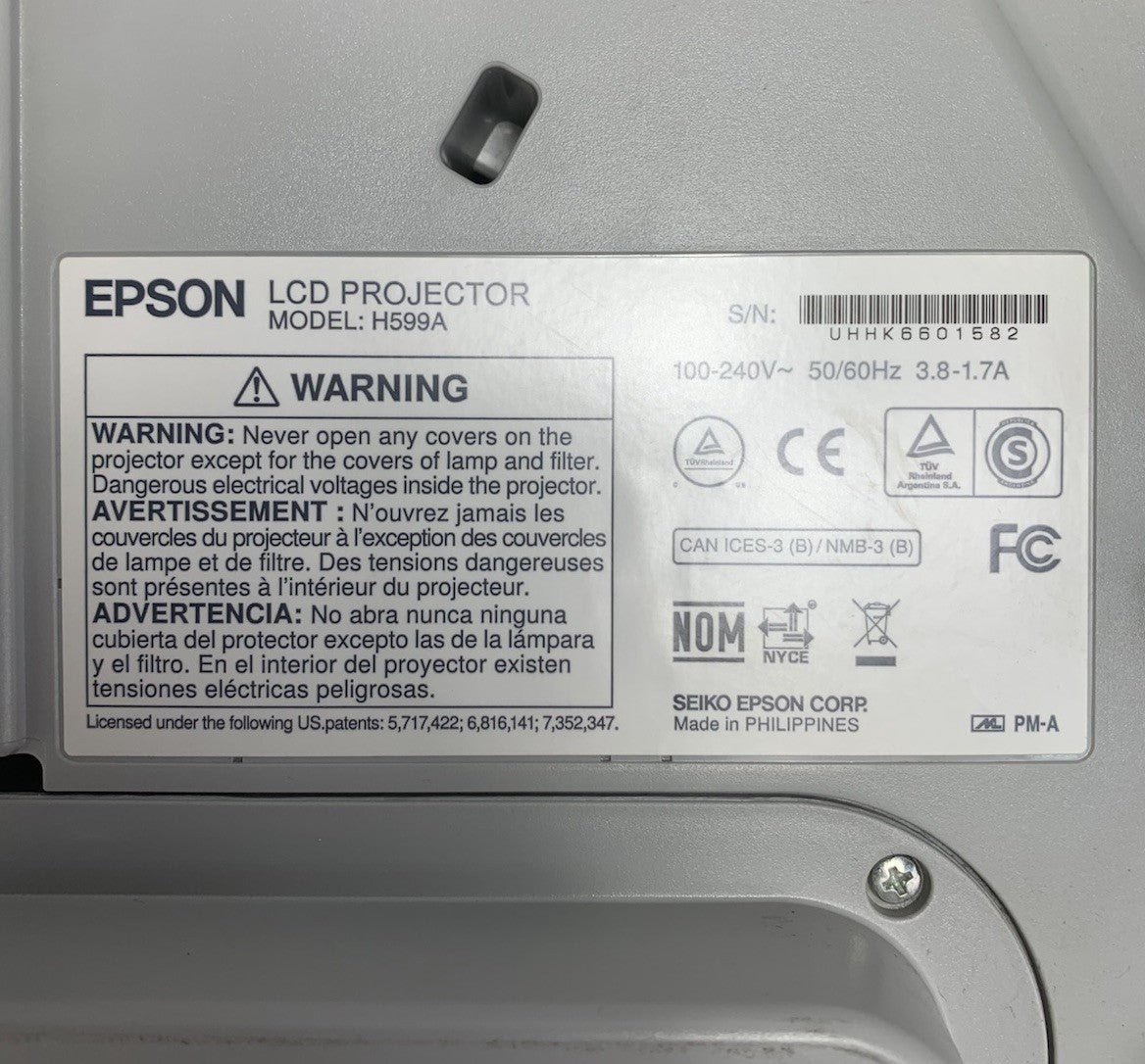 Epson BrightLink 595Wi H599A LCD Lamp Projector 1764 Lamp Hours - No Remote7