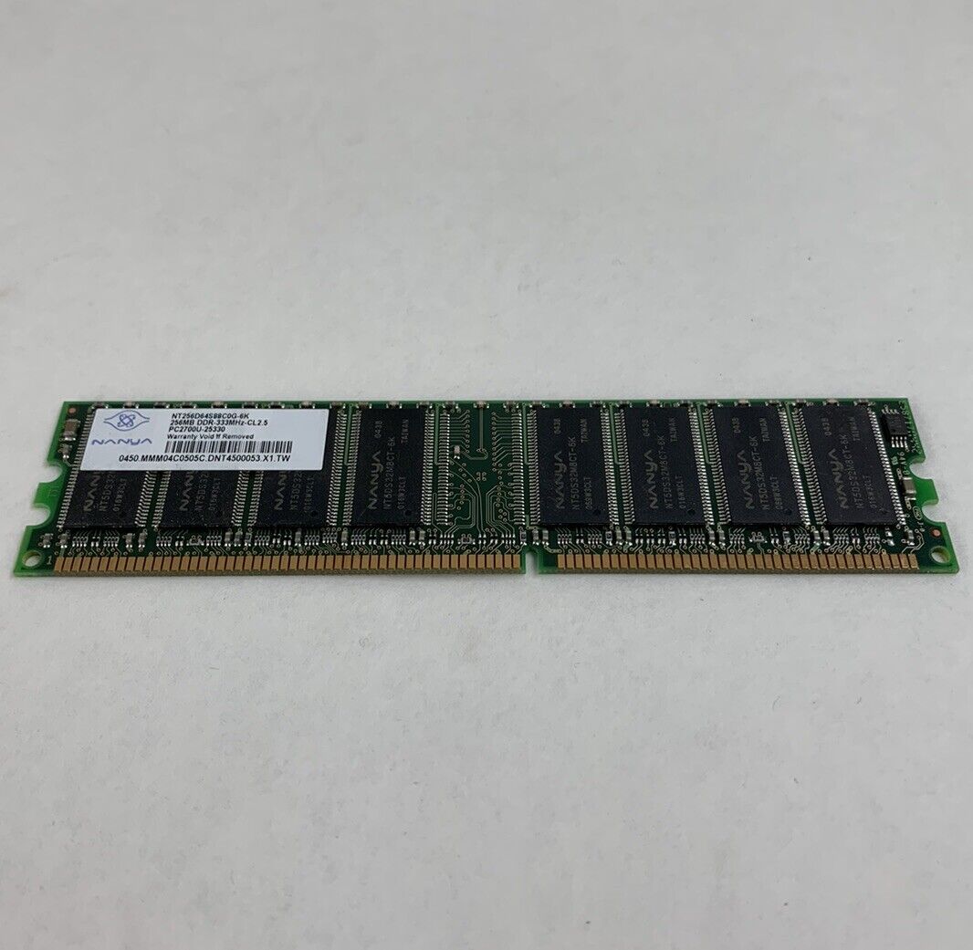 38x256MB Nanya NT256D64S88C0G-6K PC2700U-25330 1Rx8 333MHz CL2.5 184pin 2.5V DDR