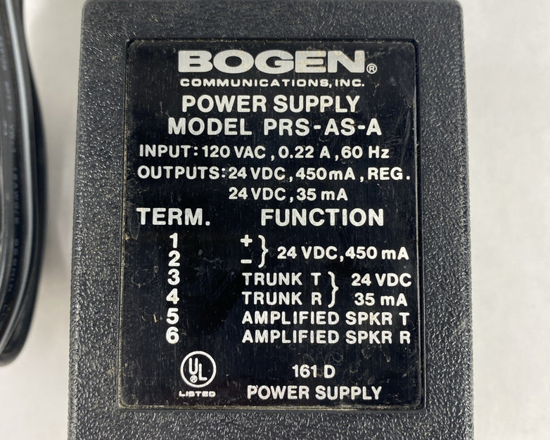 BOGEN PRS-AS-A-C 120V AC 450MA 24V Power Supply Untested