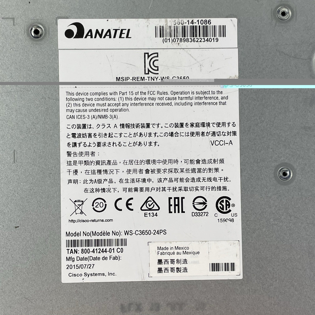 Cisco Catalyst WS-C3650-24PS-S V02 24-Port PoE+ 4x1G  1x PSU AC Tested & Reset14