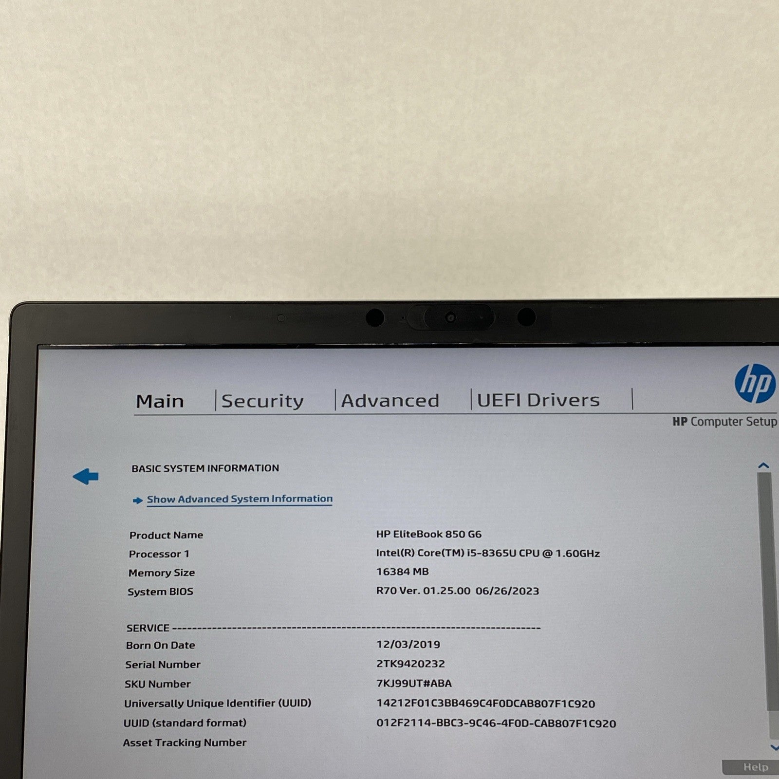 HP EliteBook 850 G6 Core i5-8365U 1.60 GHz 16 GB RAM 15.6" No HDD No OS