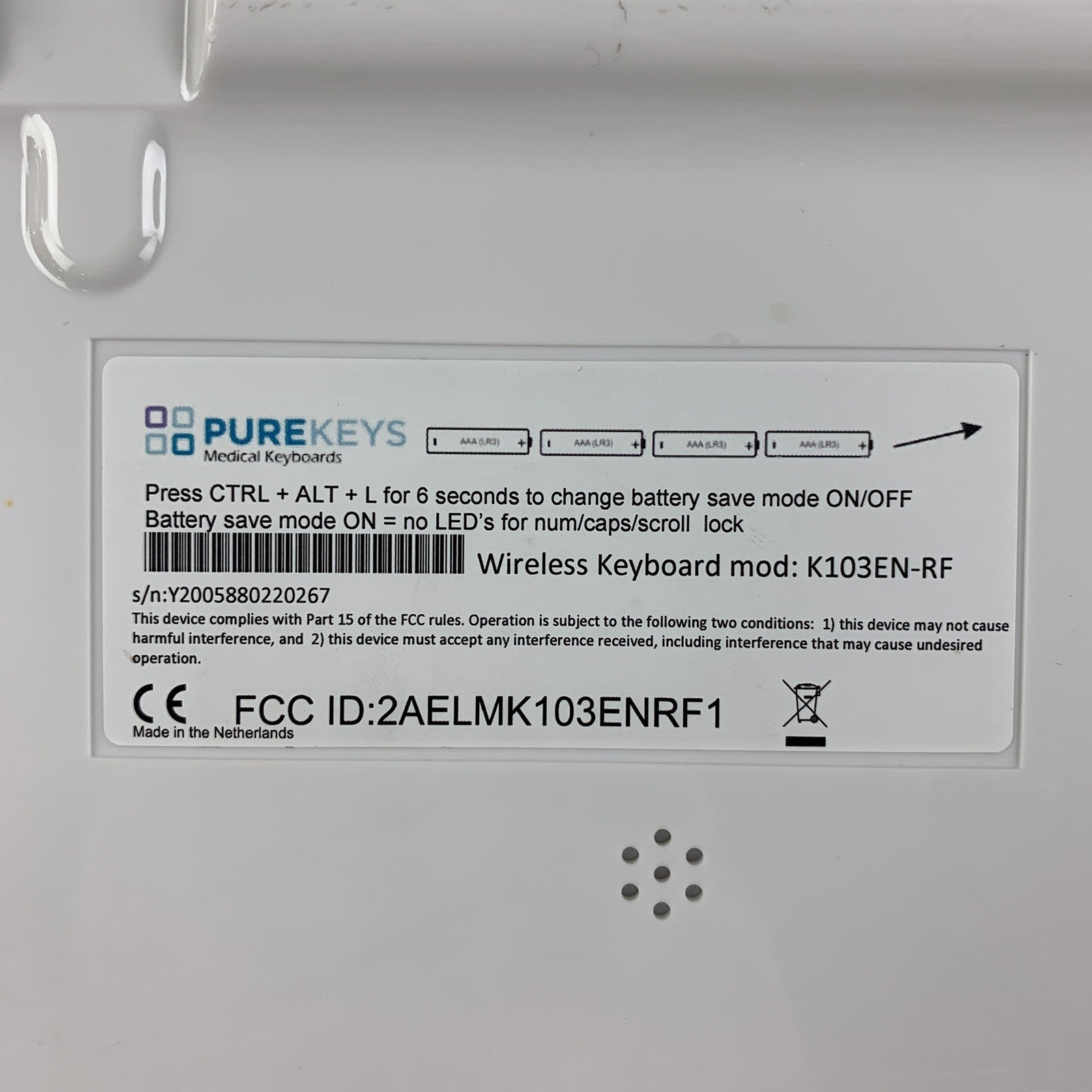 PureKeys K103EN-RF USB Wireless Medical Keyboard w/ Number Pad8