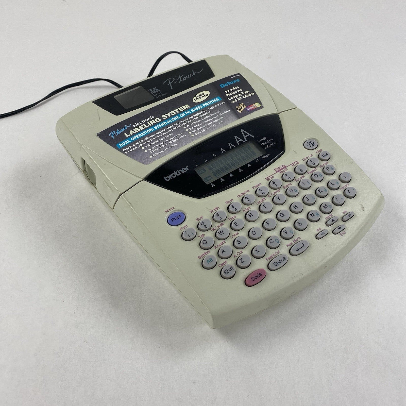 Brother P-Touch Model PT-2410 Labeling System w/ AC Adapter Power Tested