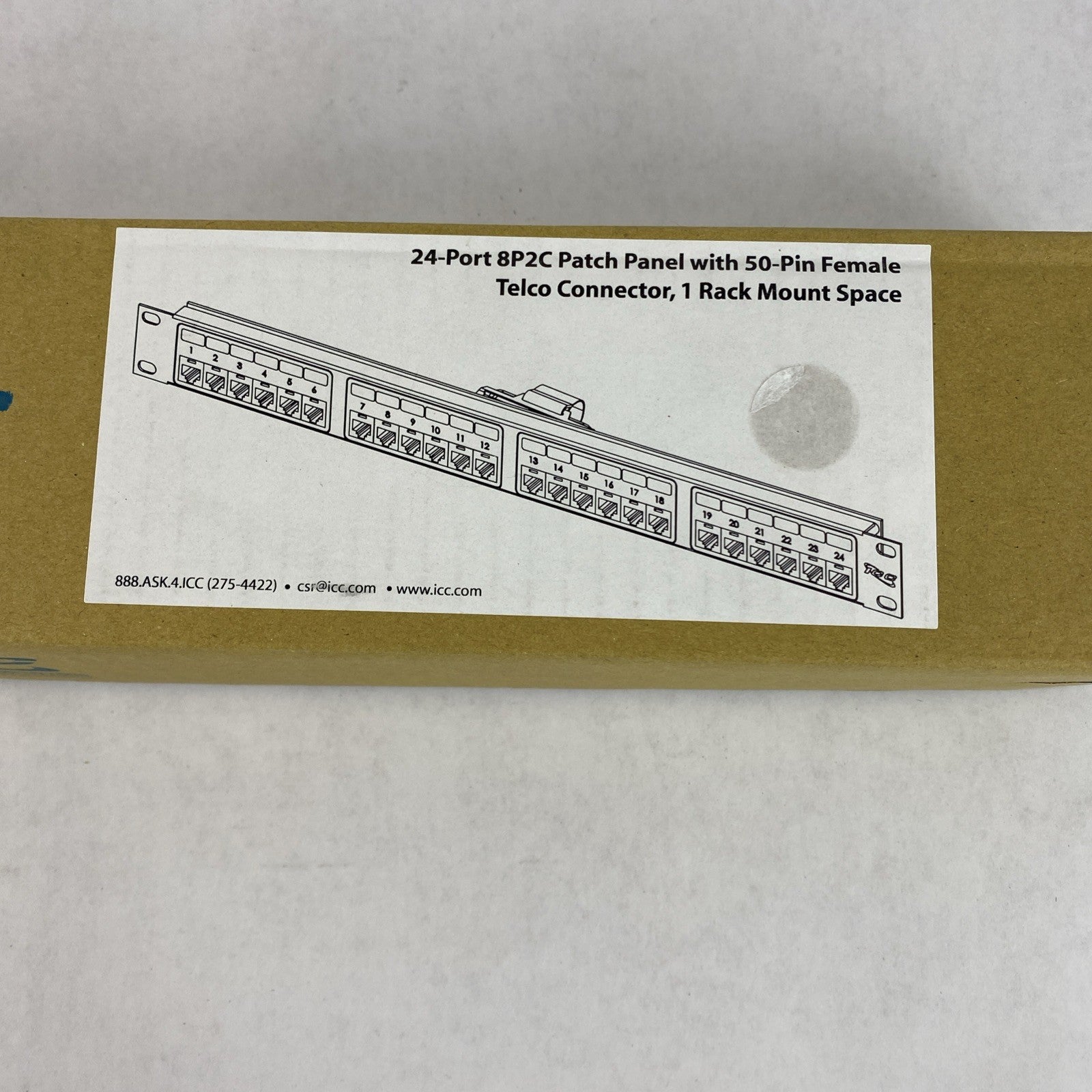 ICC 24- port 8P2C Patch Panel with 50-Pin Female Telco Connector 1 Rack Mount 2