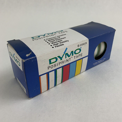 Dymo 610025 Esselte PosiPrint White Labeling Tape Green Border 3/8"x10' 10 Rolls