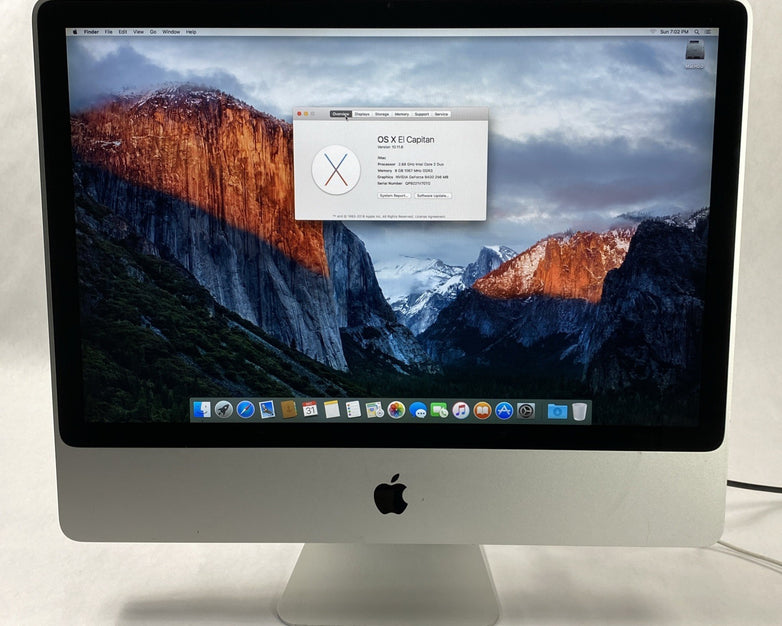 Apple A1225 iMac 24" 2009 2.66 GHz Core 2 Duo 8 GB RAM 640GB HDD macOS 10.11.6