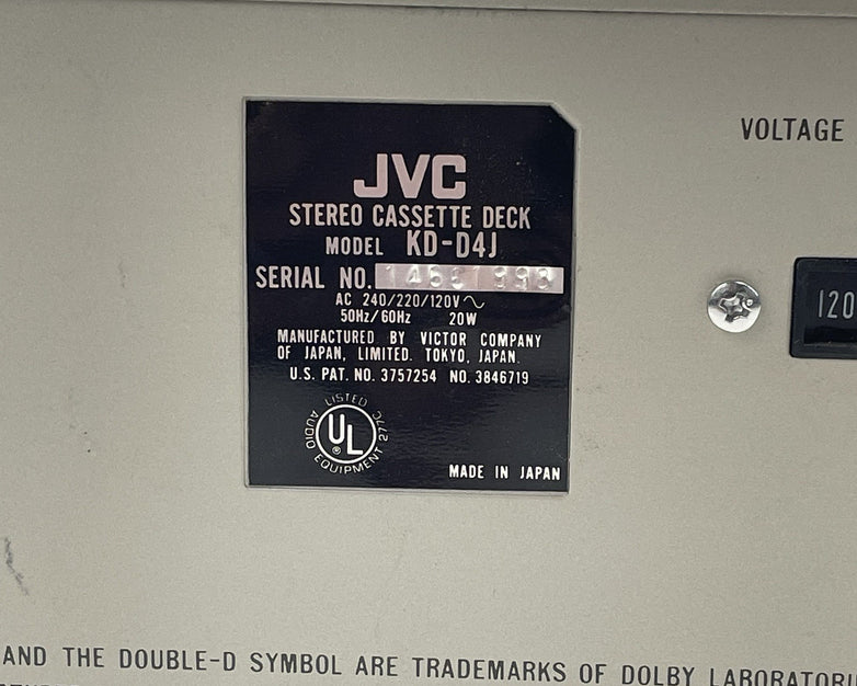 JVC KD-D4J Stereo Cassette Deck Tested For Parts