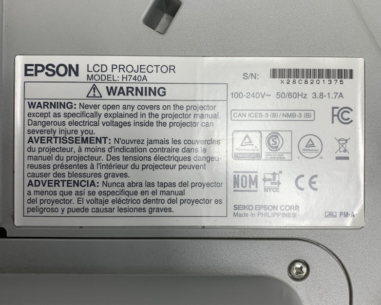 Epson PowerLite 695Wi H740A LCD Lamp Projector 1639 Lamp Hours - No Remote
