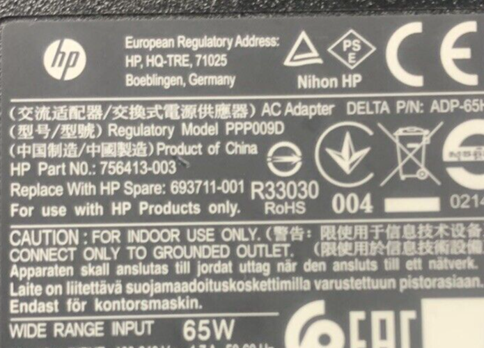 Mixed Lot of 4 HP 65W 19.5V 3.33A PPP009D PPP009C TPC-LA851 AC Adapter