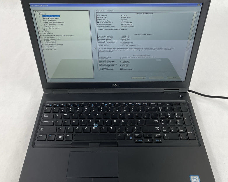 Dell Latitude 5590 15.6" i5-8250U 1.6 GHz 8GB RAM No SSD No OS - Bad Corner READ