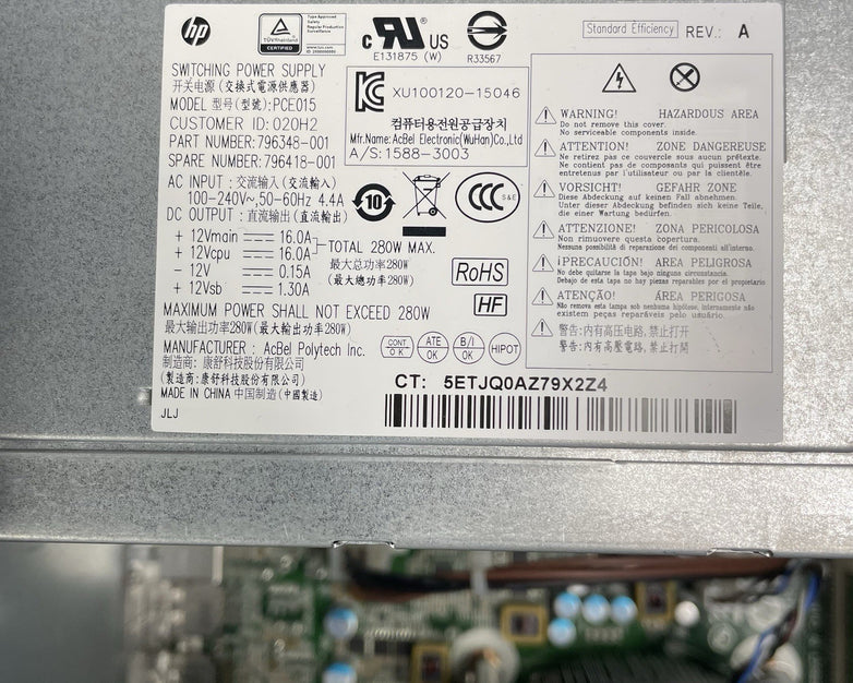 HP EliteDesk 800 G2  Intel i7-6200 3.90 GHz 16 GB RAM No HDD No OS