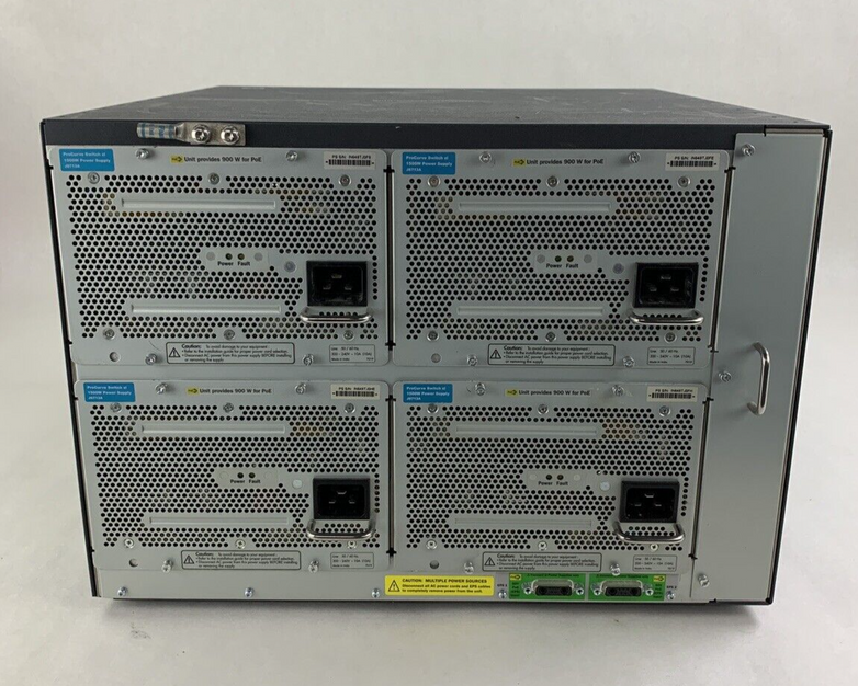 HP ProCurve J8698A 5412zl 8x J8702A 1x J8705A Gig PoE Network Switch Tested