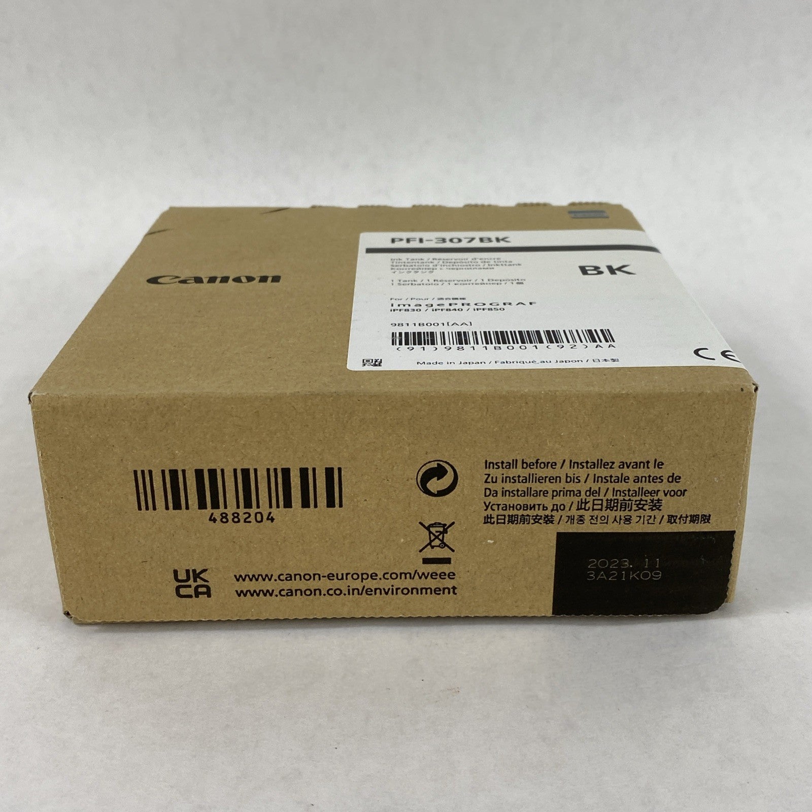 Canon PFI-307BK OEM Black Ink Tank for ImagePROGRAF iPF830/840/850 Exp 11/20235