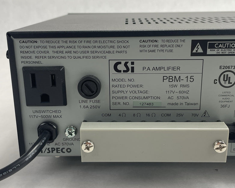 CSI Speco Technologies PBM-15  PA Amplifier Tested