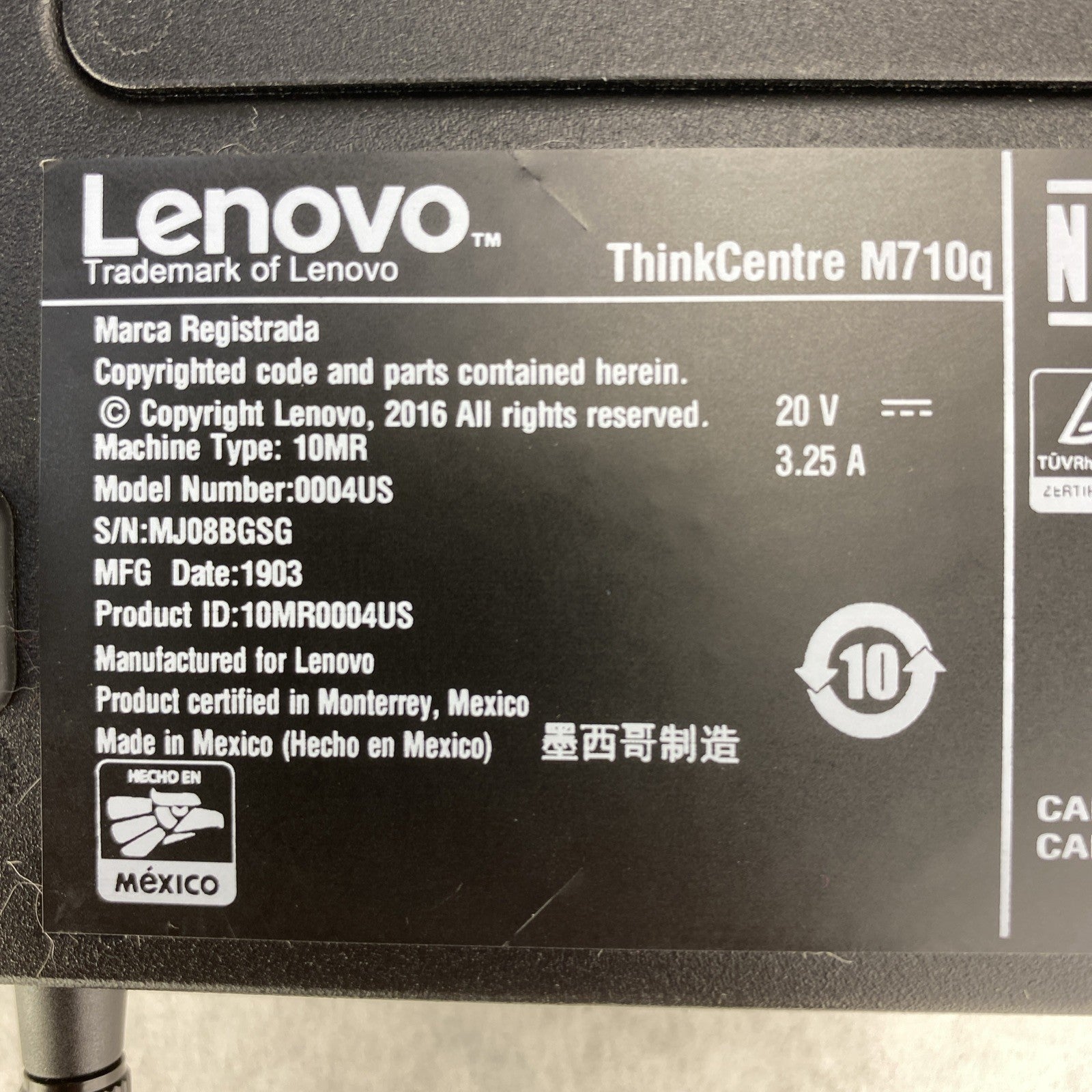 Lenovo ThinkCentre M710q Micro Intel i5-7500T 2.7GHz 1x8GB RAM WiFi No AC HDD OS