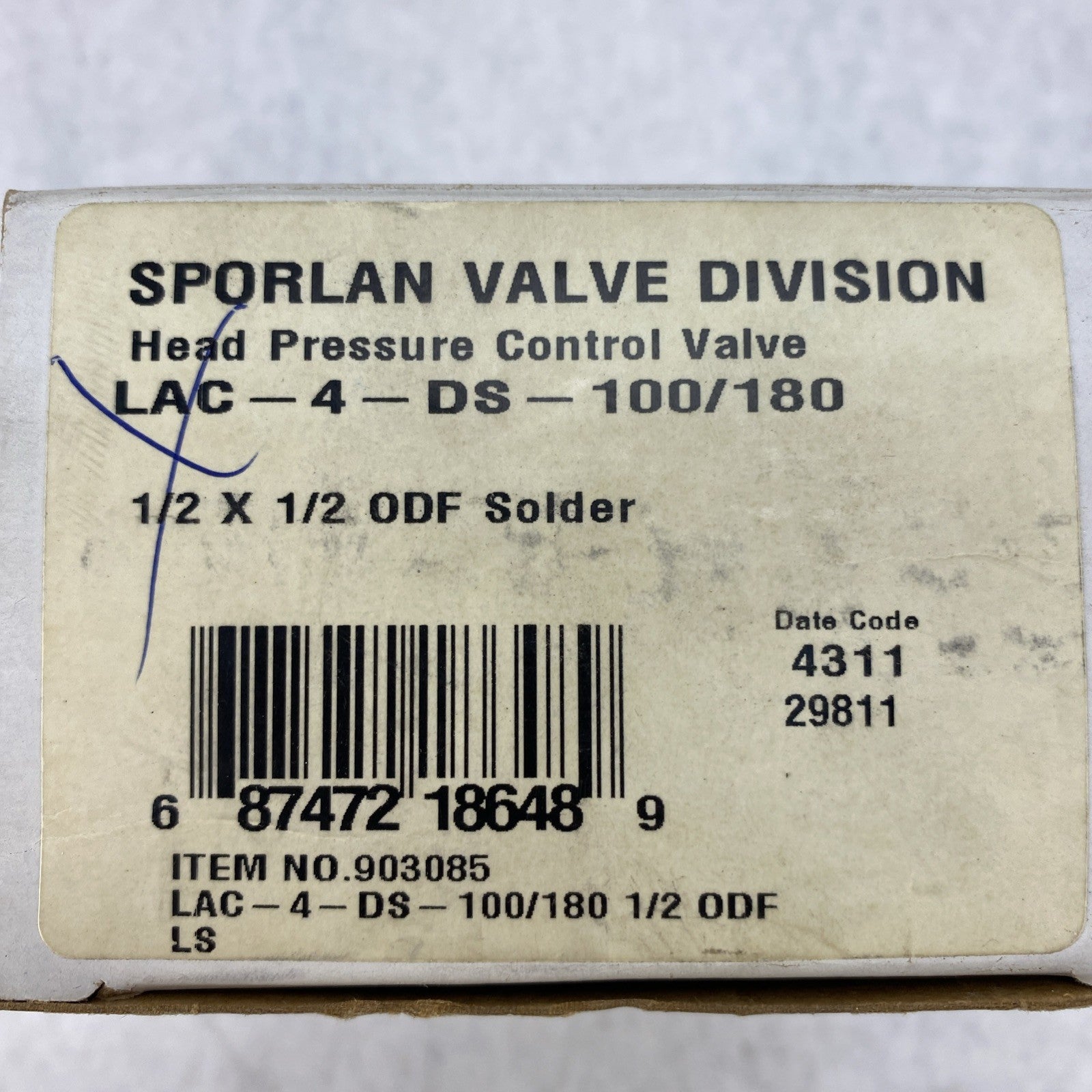 Sporlan LAC-4-DS-100/180 Head Pressure Control Valve 1/2 x 1/2 ODF Solder 9030852