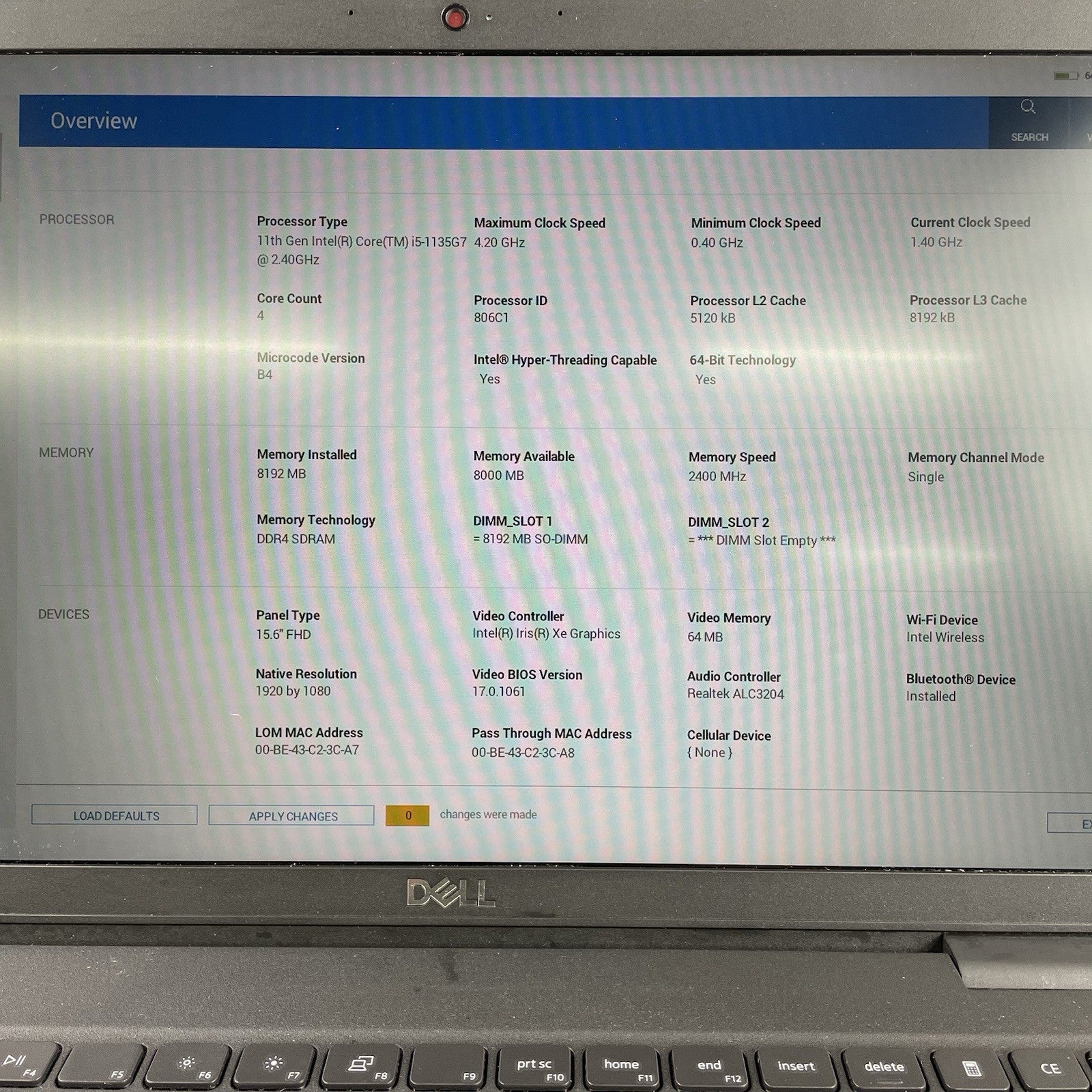 Dell Latitude 3520 15.6" i5-1135G7 2.40 GHz 8 GB RAM No SSD/OS/AC2