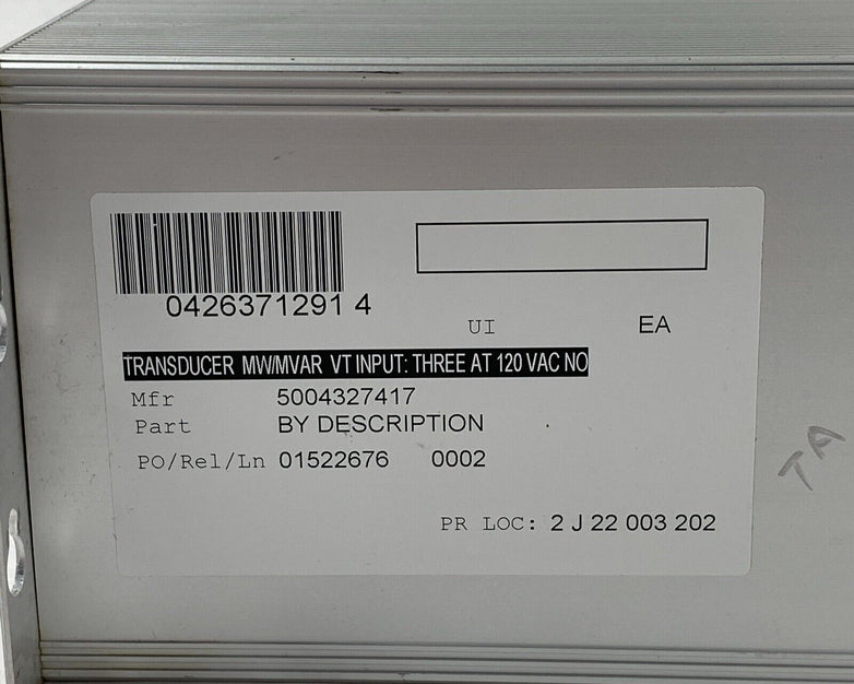 Moore Industries PWR/120AC,5A/4-20MA/2E-120AC-SPC(SM) Transducer MW/MVAR