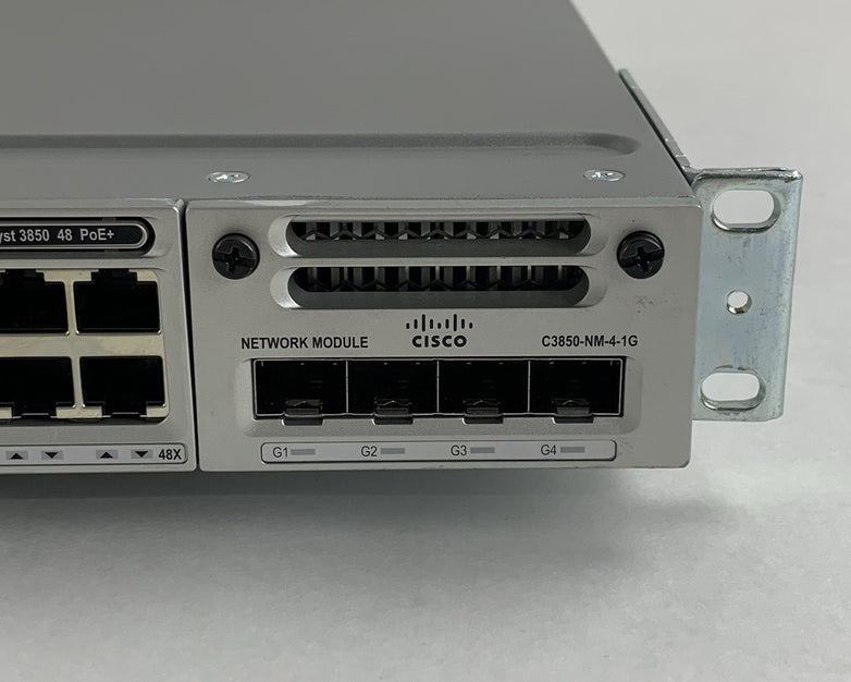 Cisco WS-C3850-48PW-S V07 PoE+ 48-Port Network Switch Tested w/ C3850-NM-4-1G