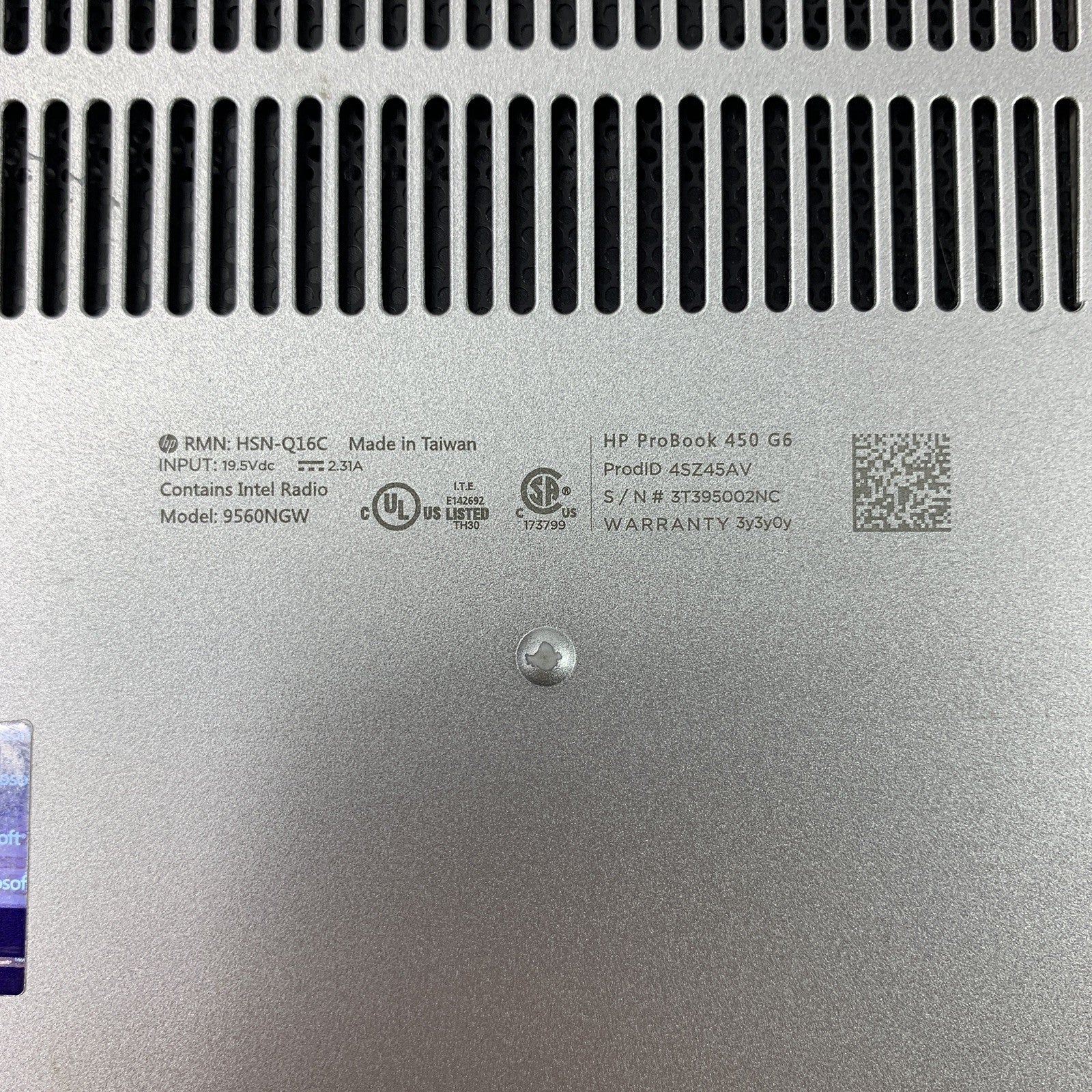 HP EliteBook 450 G6 15.6" Laptop i5-8265U 1.6 GHz 8 GB Ram No OS No HDD No AC