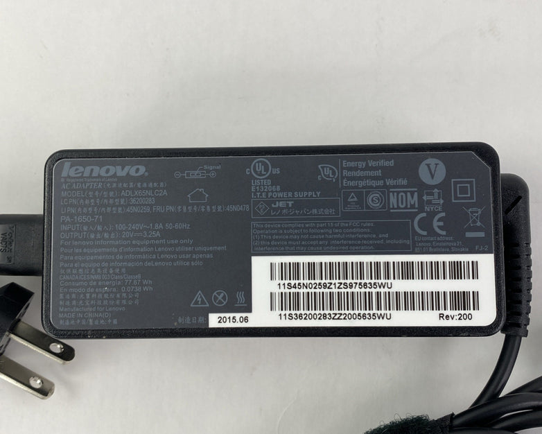 Lenovo ADLX65NCC2A 65W Yellow Square Tip AC Adapter Mixed Lot - Lot of 4
