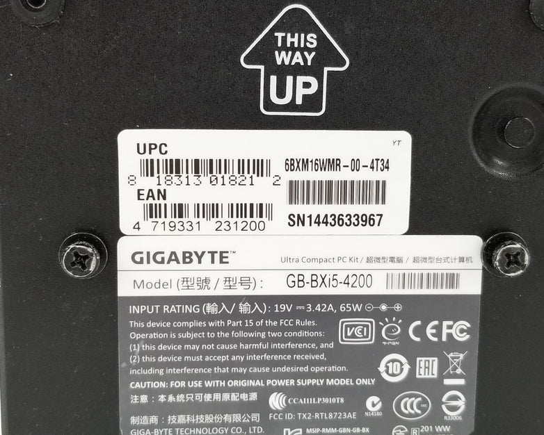 Gigabyte GB-BXi5H-4200 Slim M.2 Only Core i5-4200U 1.6GHz 8GB RAM No AC Adapter