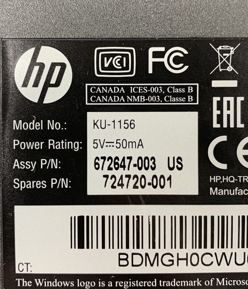 HP KU-1156 USB Wired Keyboard (Lot of 2)