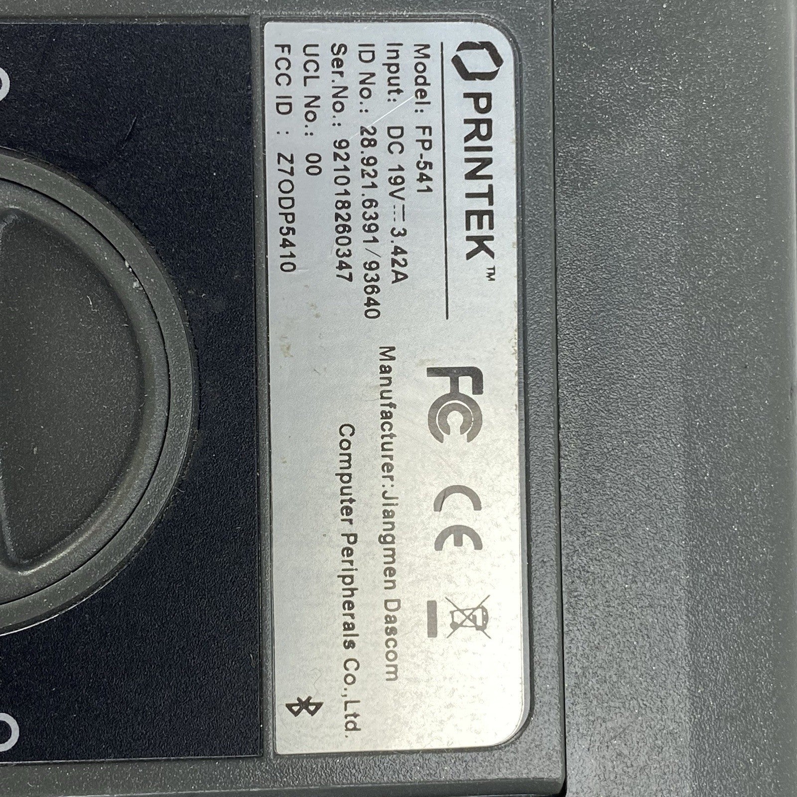 Printek FP541 Direct Thermal Printer No AC Adapter Partially Tested