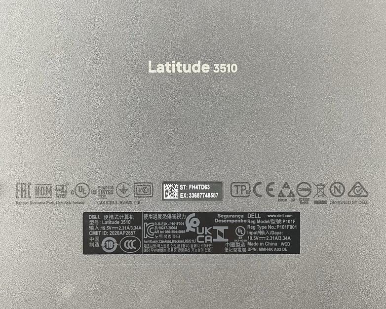 Dell Latitude 3510 15.6" i5-10210U 1.60 GHz 8 GB RAM No SSD/OS/AC/Battery