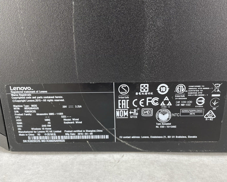 Lenovo IdeaCentre 300s-11IBR SFF Pentium J3710 1.6 GHz 4 GB Ram No HDD No OS