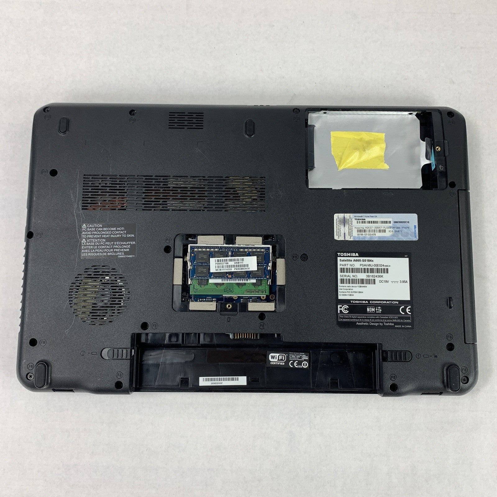 Toshiba Satellite A665-S5184x 15.6" i7-2630QM 2 GHz 6 GB Ram No OS No HDD No Bat