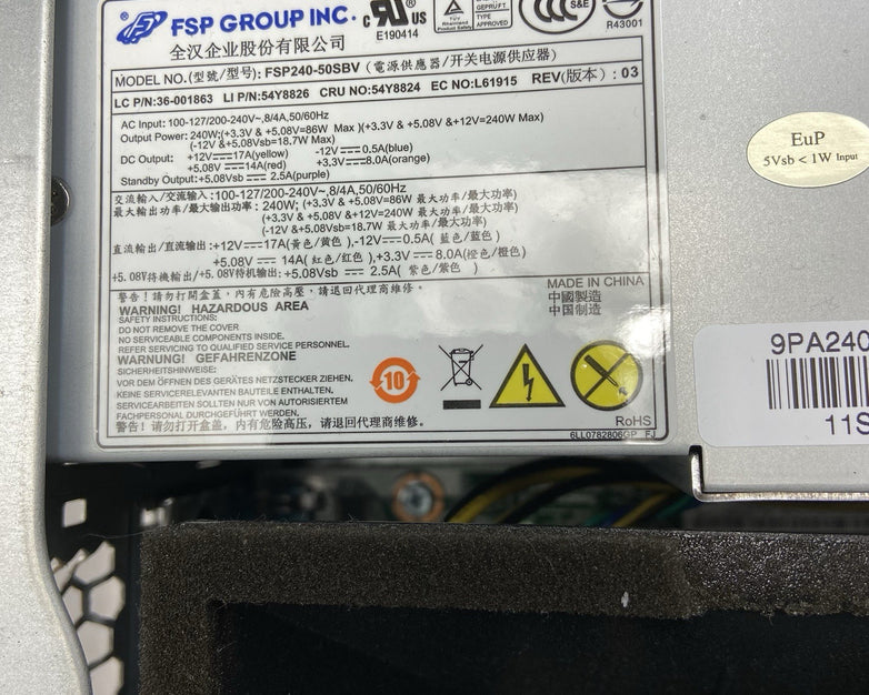 Lenovo ThinkCentre M91p DT Intel Core i5-2400 3.1GHz 4GB RAM No HDD No OS