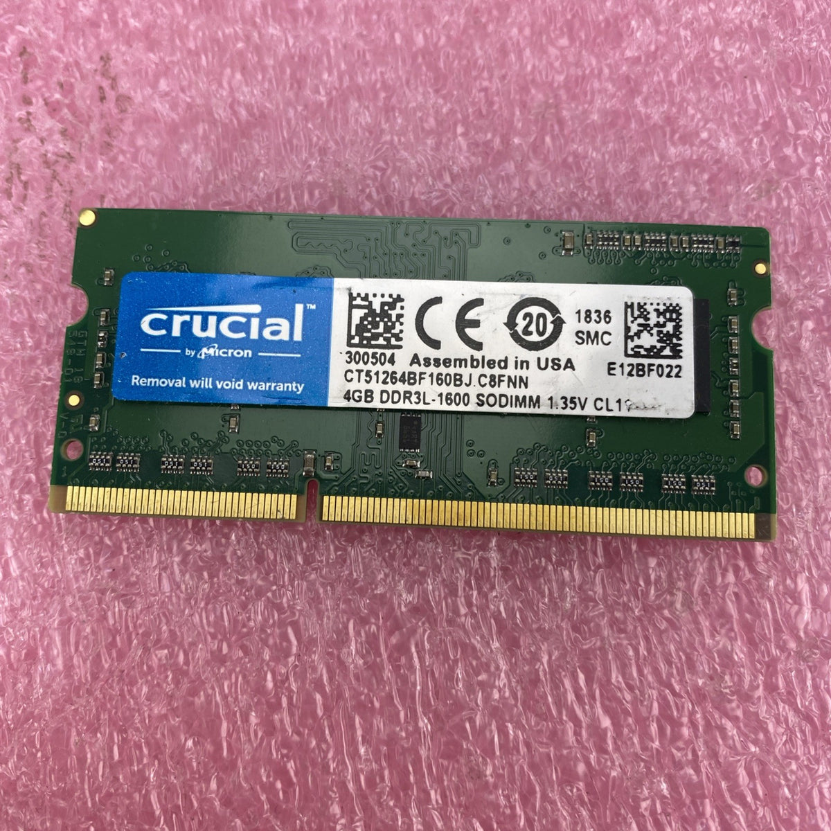 Crucial 4GB DDR3L-1600 Laptop Memory Ram CT51264BF160BJC8FNN - Lot of 35