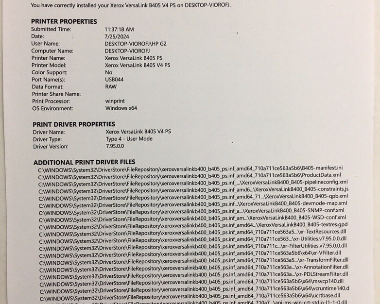 Xerox VersaLink B405 (D-A271) B&W All-in-one Printer Tested Works Error 016-426