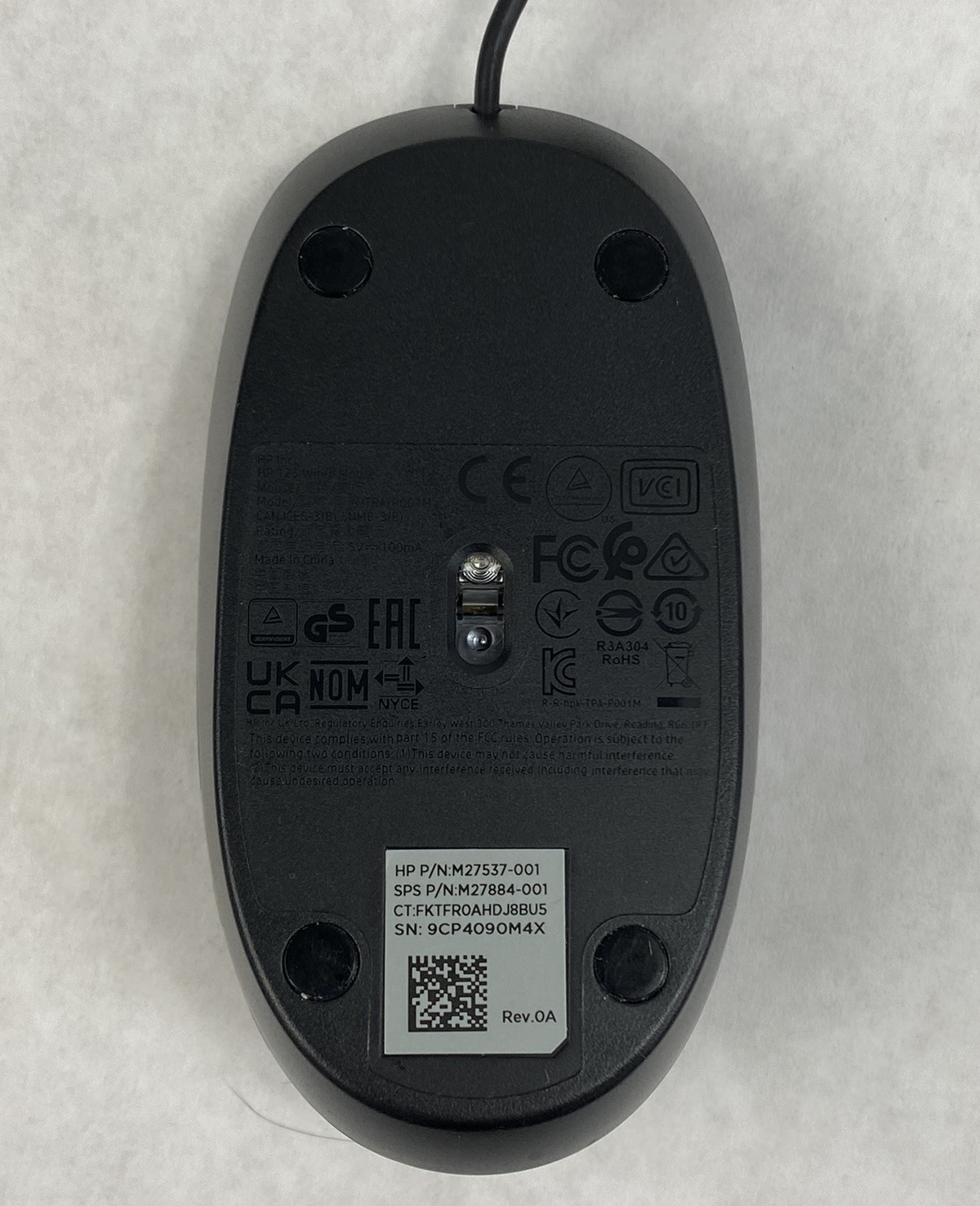 Lot of 3 HP 125 TPA-P001M USB Wired Mouse Tested