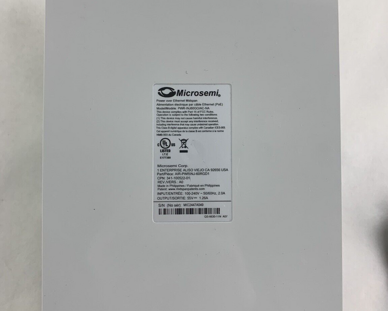 Microsemi PowerDsine PWR-INJ60GO/AC-NA 1-Port 60W Gigabit PoE Outdoor Midspan