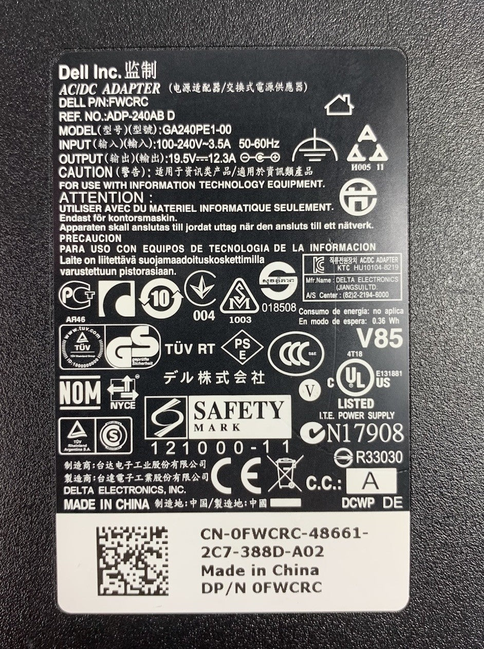 Dell GA240PE1-00 19.5V 12.3A 240W AC Adapter Power Supply6