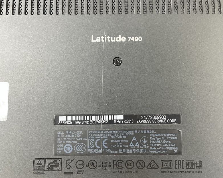 Dell Latitude 7490 14" i5-7300U 2.60 GHz 8 GB RAM No SSD/OS/AC