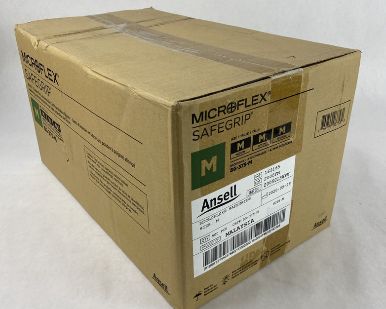 Ansell Microflex SafeGrip SG-375-M Latex Exam Gloves Medium - 500 Count