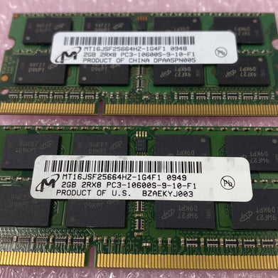 Lot( 2 ) 2GB Micron MT16JSF25664HZ-1G4F1 PC3-10600S DDR3 SO-DIMM 2Rx8 RAM
