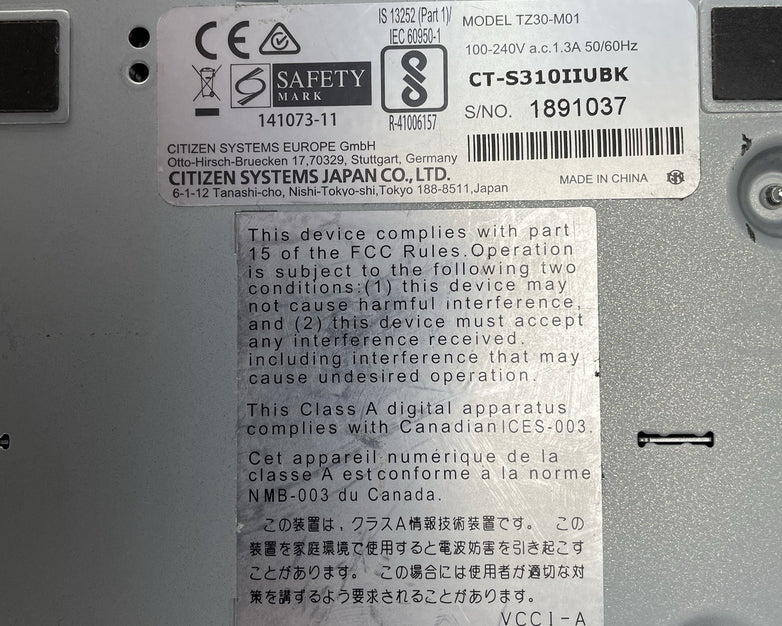 Citizen CT-S310II Thermal POS Receipt & Barcode Printer Tested