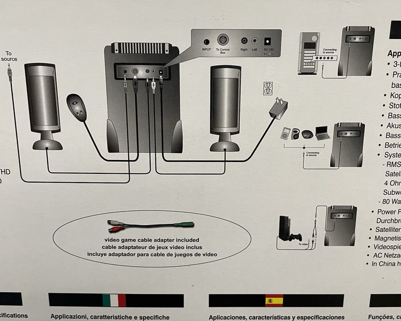 Acoustic Authority A-3640 Speakers Subwoofer Wired Remote Controller