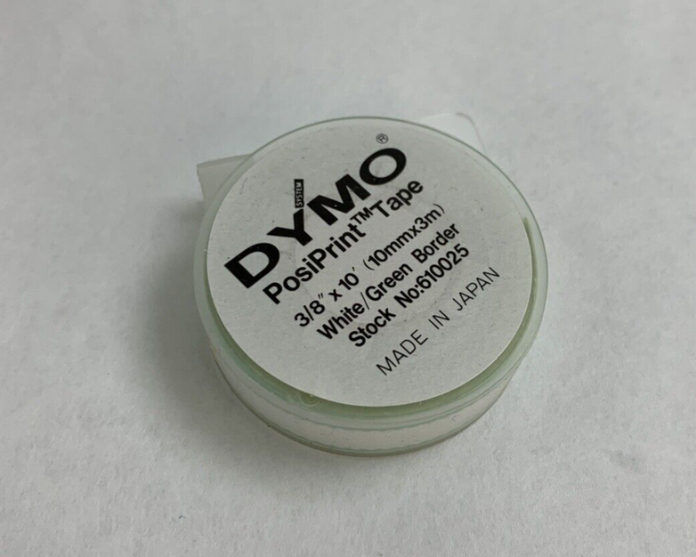 Dymo 610025 Esselte PosiPrint White Labeling Tape Green Border 3/8"x10' 10 Rolls