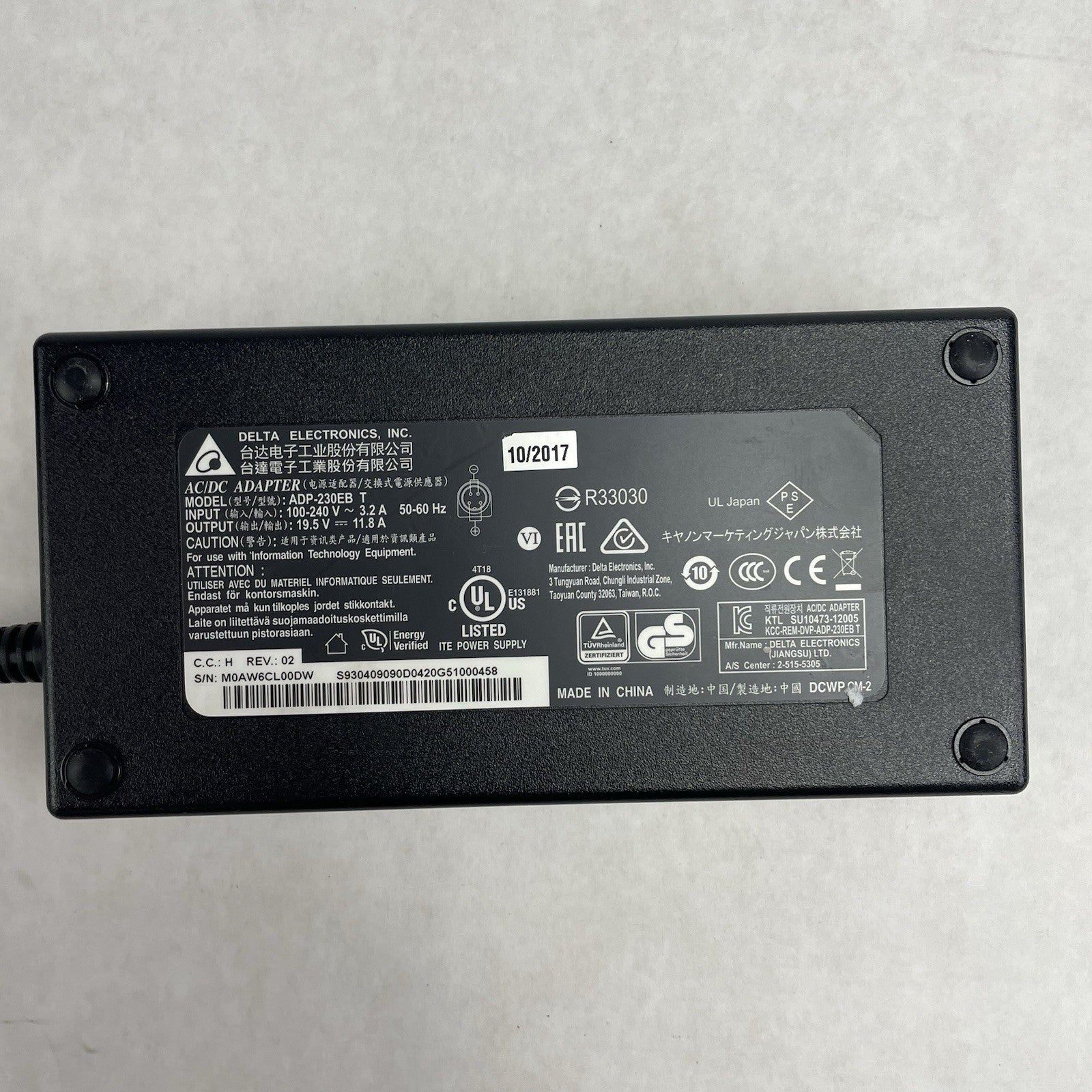 Delta ADP-230EB T Power Charger  AC Adapter 4 Pin Connector