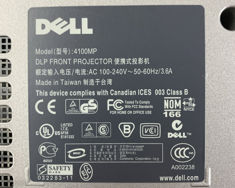 Dell 4100MP Projector with Original Case, Cords, and Remote   Needs New Lamp