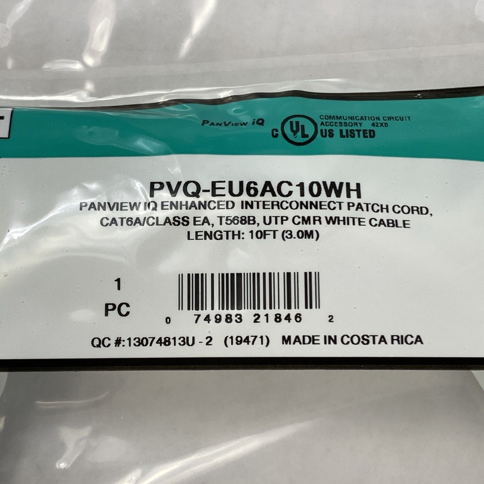 Enhanced Patch Cord CAT 6A PVQ- EU6AC10WH Panview IQ 10FT - Lot of 105