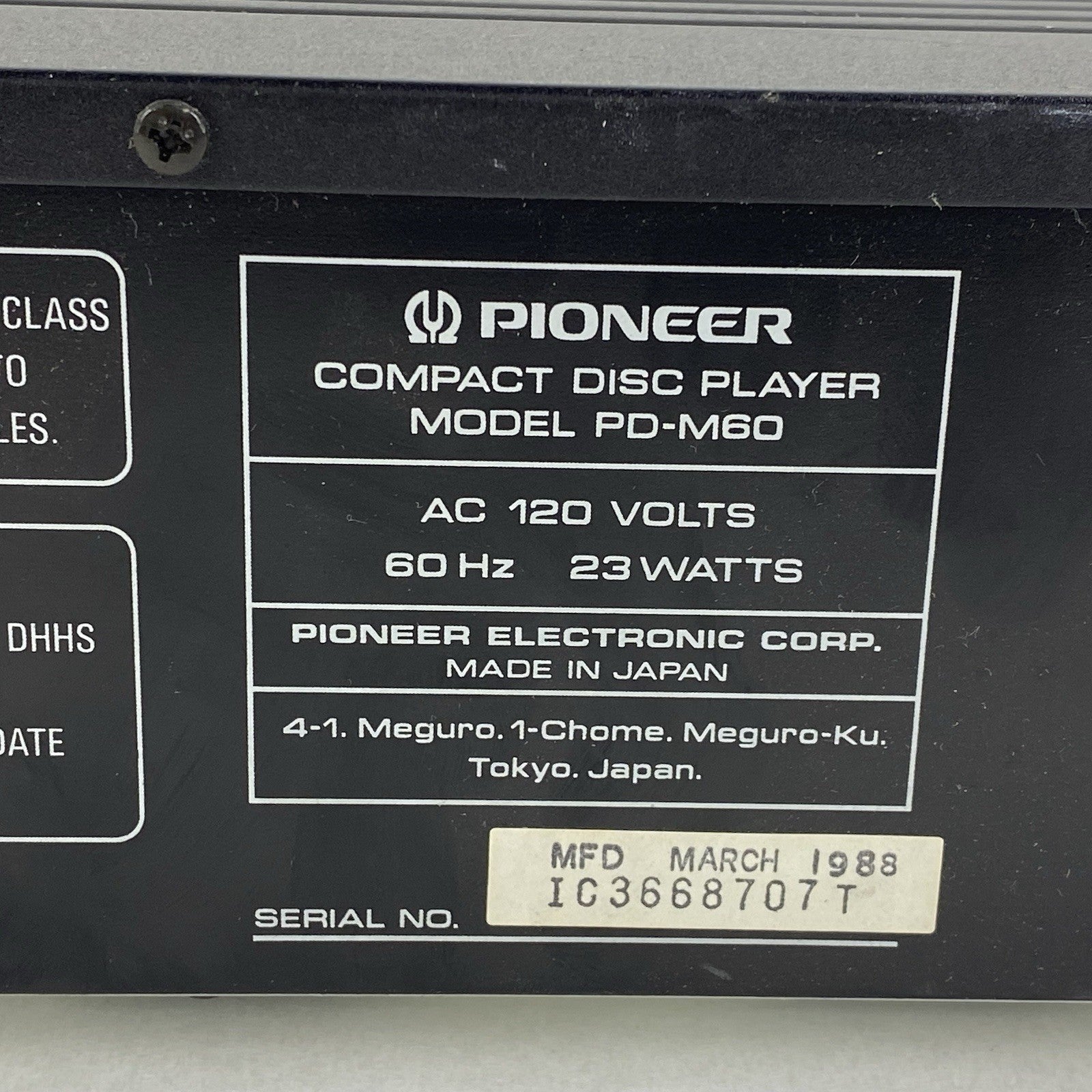 Pioneer PD-M60 Multi-Disc Compact Disk Player No Remote Tested