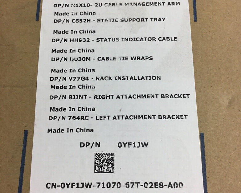 New Dell PowerEdge R720 2U Server Cable Management Bracket Kit YF1JW